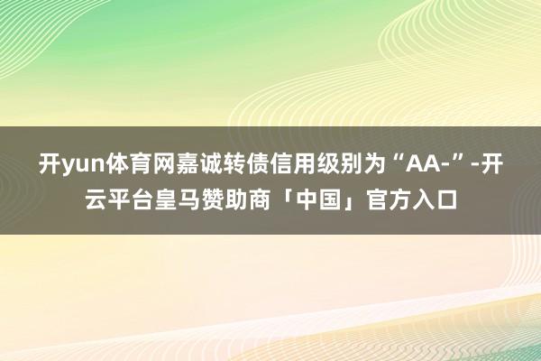 开yun体育网嘉诚转债信用级别为“AA-”-开云平台皇马赞助商「中国」官方入口